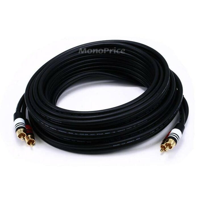 Monoprice 25ft Premium 2 RCA Plug/2 RCA Plug M/M 22AWG Cable - Black