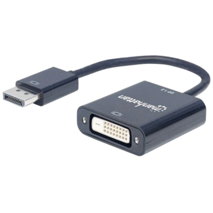 DisplayPort 1.2a to DVI-D 24+1 Adapter Cable, 1080p@60Hz, 23cm, Male to Female, Active, Compatible with DVD-D, Black, Three Year Warranty, Equivalent to DP2DVIS