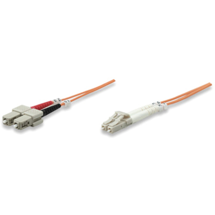 Intellinet Network Solutions Fiber Optic Patch Cable, LC/SC, OM1, 62.5/125, Multimode, Duplex, Orange, 14 ft (5 m)