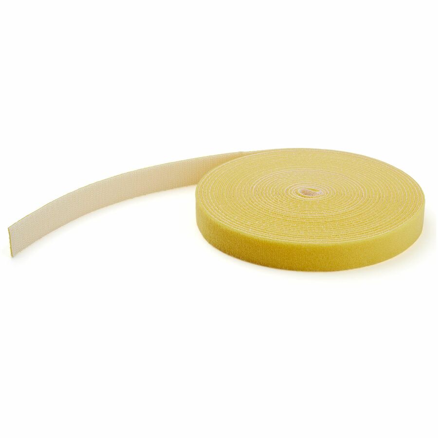 StarTech 50ft (15.2m) Hook and Loop Roll, Yellow, Cut-to-Size Reusable Cable Ties, Bulk Wire Fastener Tape, Cable Management Straps