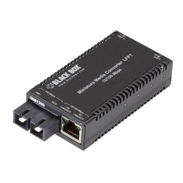Black Box MultiPower Miniature Transceiver/Media Converter - 1 x Network (RJ-45) - 2 x SC Ports - DuplexSC Port - USB - Multi-mode - 1300 nm Fiber - Fast Ethernet - 100Base-T, 100Base-X - 2 km - Power Adapter - Rack-mountable, Standalone, DIN Rail Mountable - TAA Compliant