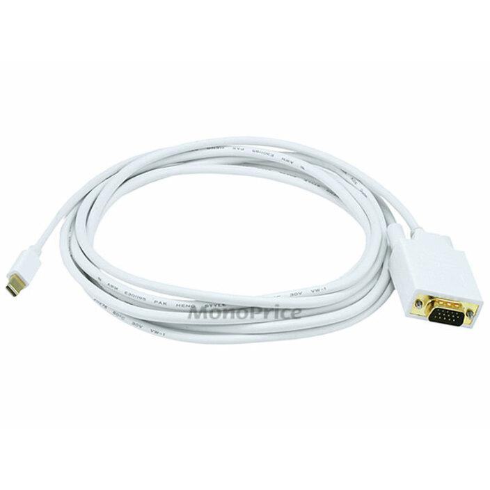 Monoprice 10ft 32AWG Mini DisplayPort to VGA Cable - White