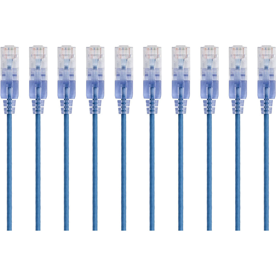 Monoprice 10-Pack, SlimRun Cat6A Ethernet Network Patch Cable, 14ft Blue