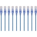 Monoprice 10-Pack, SlimRun Cat6A Ethernet Network Patch Cable, 14ft Blue