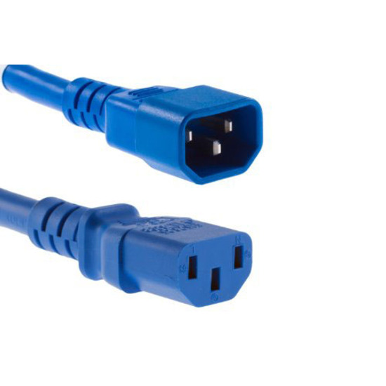 Unirise High End Data Center Rated Power Cord - 18 Gauge - 250 V AC / 10 A - Blue - 2 ft Cord Length - IEC 60320 C13 / IEC 60320 C14