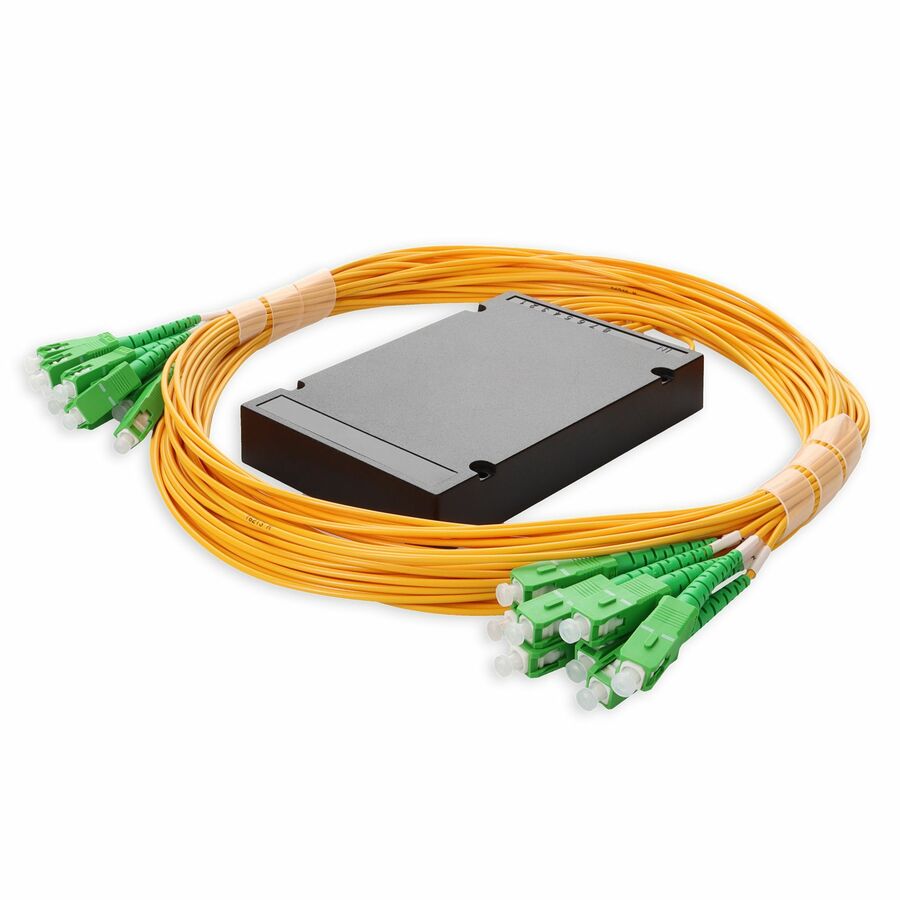 AddOn Single 1xASC 1x (Male) to 16xASC (Male) Yellow OS2 Simplex Fiber Splitter Box with 1.5m pigtails
