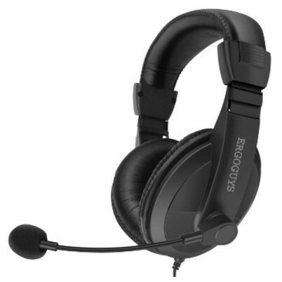 Ergoguys Black Lightweight Headset with Adjustable Mic