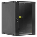 19" Network Cabinet - Wall Mount (Double Section Hinged Swing Out), 15U, 600mm Deep, Black, Flatpack, Max 30kg, Swings out for access to back of cabinet when installed on wall, Rack, Usable Depth 385mm, Parts for wall installation not included