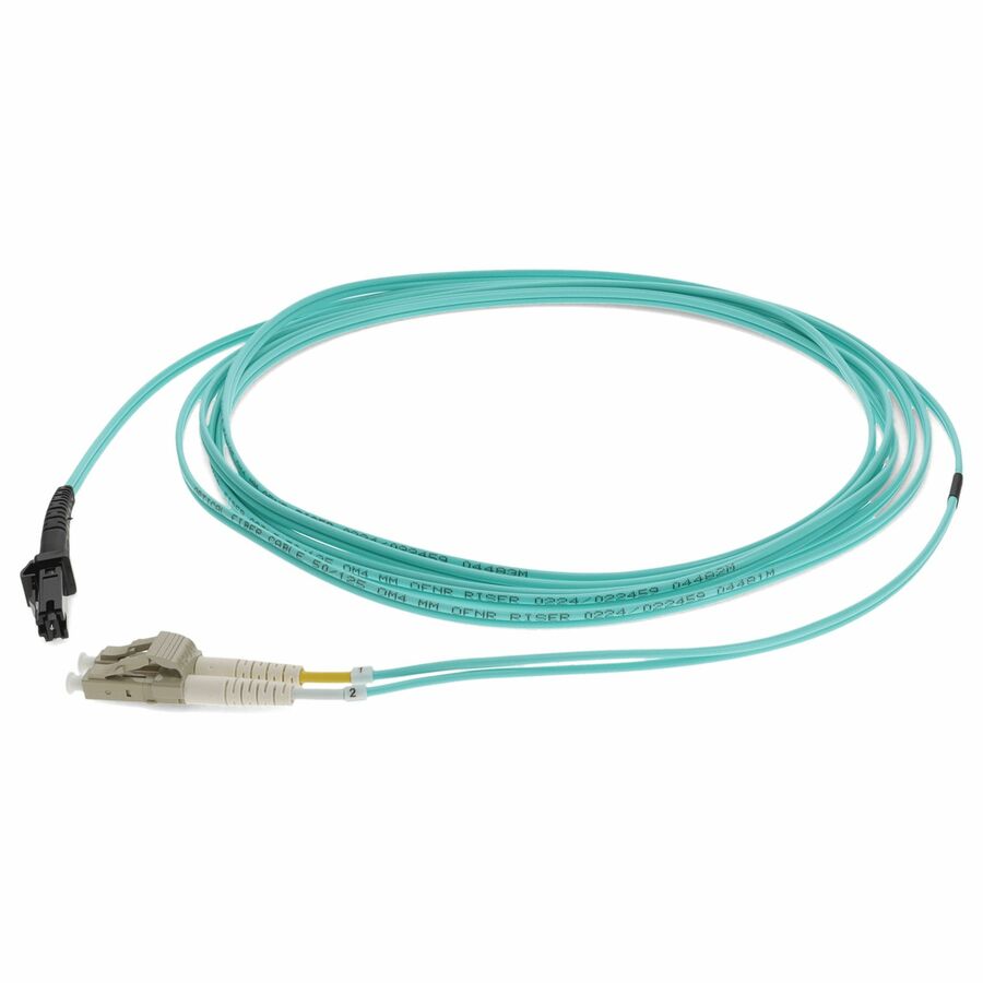 AddOn 1m LC to MT-RJ Aqua OM3 Duplex OFNR (Riser-Rated) Fiber Patch Cable