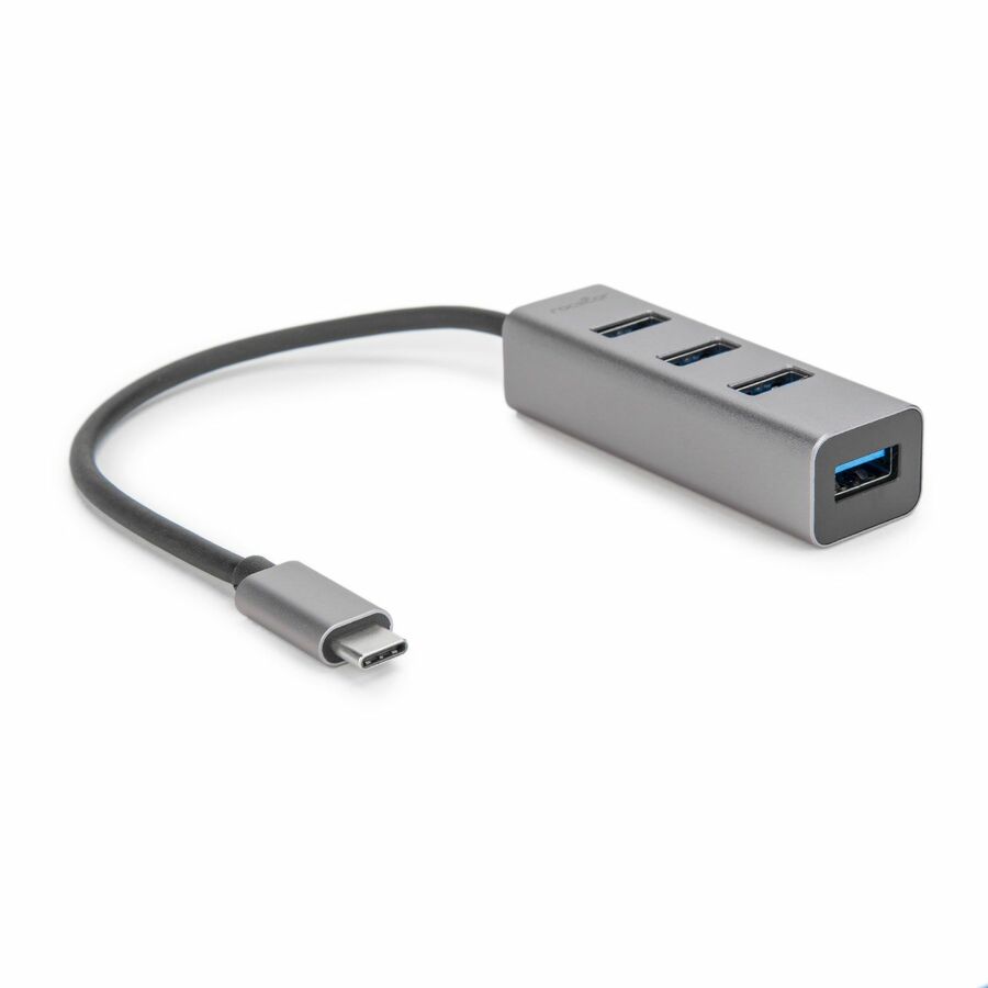 Rocstor Premium Portable 4 Port Aluminum Hub - USB-C to 4x USB-A Hub - USB 3.0 Hub - Bus Powered - USB C to USB Type-A Hub - USB Type C - External - USB-C 3.1 to 4 USB Type-A 3.0 Port(s) USB-A - For MacBook©, MacBook Air©, MacBook Pro©, Chromebook™, Microsoft© Surface© - Aluminum - Gray