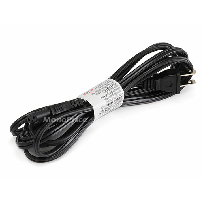 Monoprice 10ft 18AWG Figure 8 Shape AC Power Cord Cable w/o Polarized (C-7/1-15P) - Black