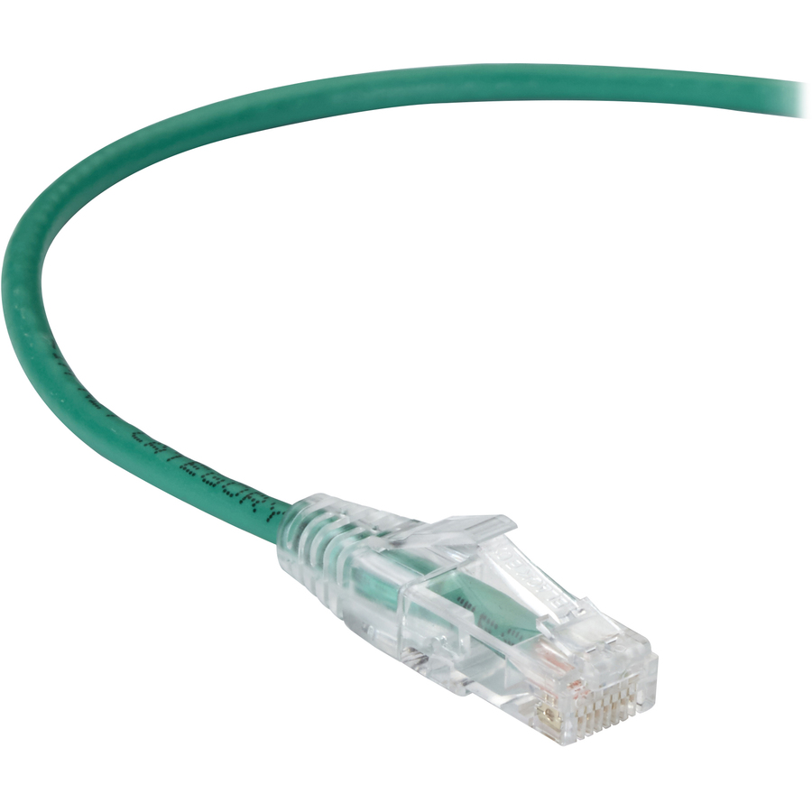 Black Box Slim-Net Cat.6a UTP Patch Network Cable - 3 ft Category 6a Network Cable for Patch Panel, Wallplate, Network Device - First End: 1 x RJ-45 Network - Male - Second End: 1 x RJ-45 Network - Male - 10 Gbit/s - Patch Cable - Gold Plated Contact - CM - 28 AWG - Green