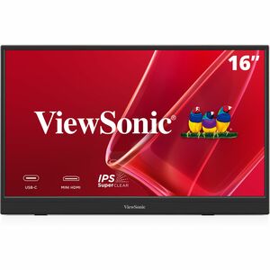 ViewSonic VA1653 16 Inch 1080p Portable Monitor, IPS Display with Eye Care for Easy Second Screen Productivity, Built-in Stand, USB-C, Mini HDMI, and Protective Case