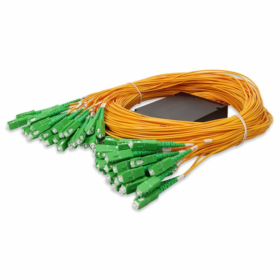 AddOn Single 1xASC 1x (Male) to 64xASC (Male) Yellow OS2 Simplex Fiber Splitter Box with 1.5m pigtails