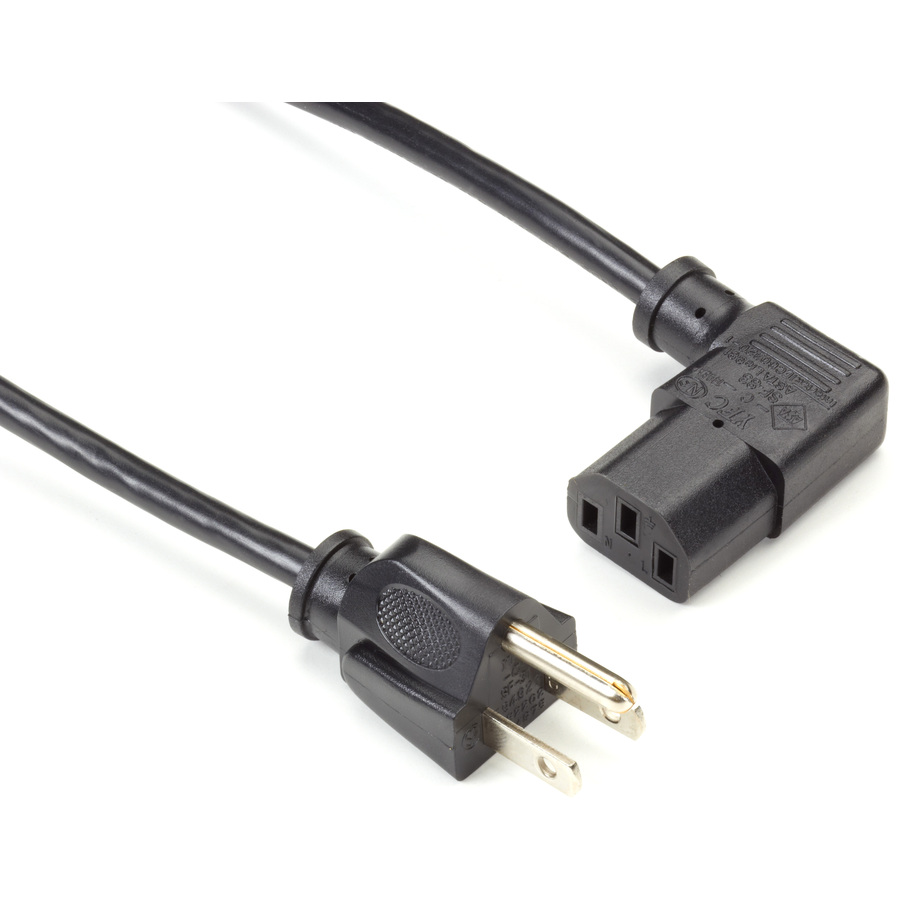 Black Box Power Cord - NEMA 5-15P to IEC-60320-C13 (Right-Angle), 6-ft.