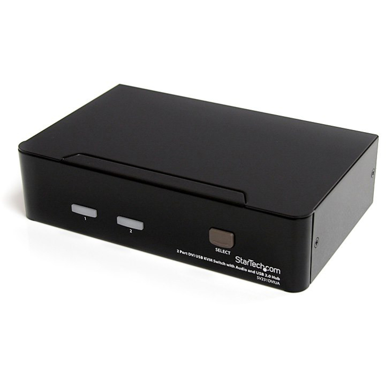 StarTech 2 Port DVI + USB KVM Switch with Audio, KVM switch, USB 2.0 Hub, 2 ports, 1 local user, 1U, TAA
