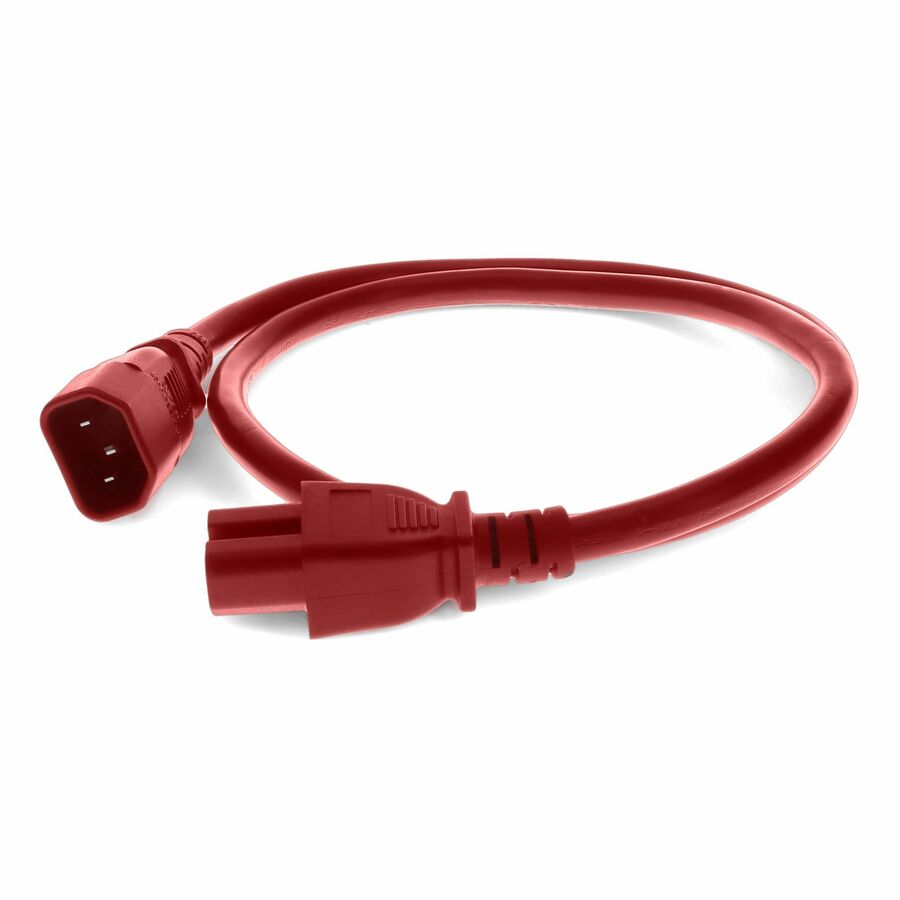 AddOn 1ft C14 Male to C15 Female 14AWG 100-250V at 15A Red Power Cable