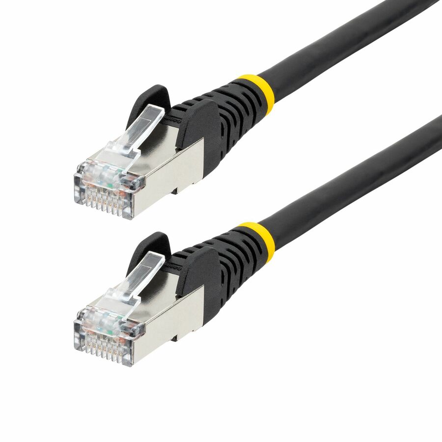 StarTech 60in CAT6a Ethernet Cable, Black Low Smoke Zero Halogen (LSZH) 10 GbE 100W PoE S/FTP Snagless RJ-45 Network Patch Cord