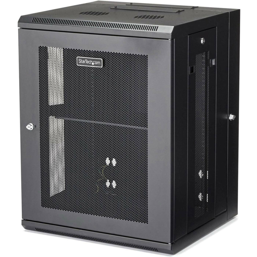 StarTech 4-Post 15U Wall Mount Network Cabinet, 19" Hinged Wall-Mounted Server Rack for Data / IT Equipment, Lockable Rack Enclosure