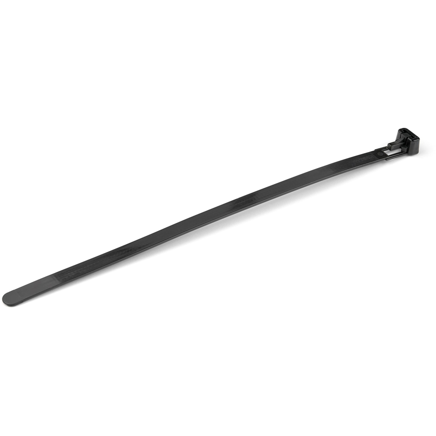 StarTech 8"(20cm) Reusable Cable Ties, 1-7/8"(50mm) Dia. 50lb(22Kg) Tensile Strength, Nylon, In/Outdoor, UL, 100 Pack, Black, TAA