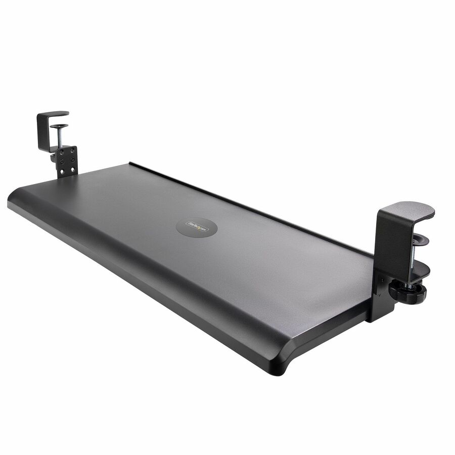 StarTech Under Desk Keyboard Tray, Clamp on Keyboard Holder, 12kg/26.5lb, Height Adjustable Ergonomic Sliding Keyboard Drawer, TAA