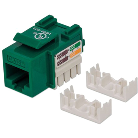 Intellinet Network Solutions Cat5e Keystone Jack, UTP, Punch-Down, Green
