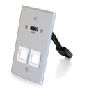 C2G 1-Gang HDMI Pass Through Wall Plate with Two Keystone Jacks - Aluminum