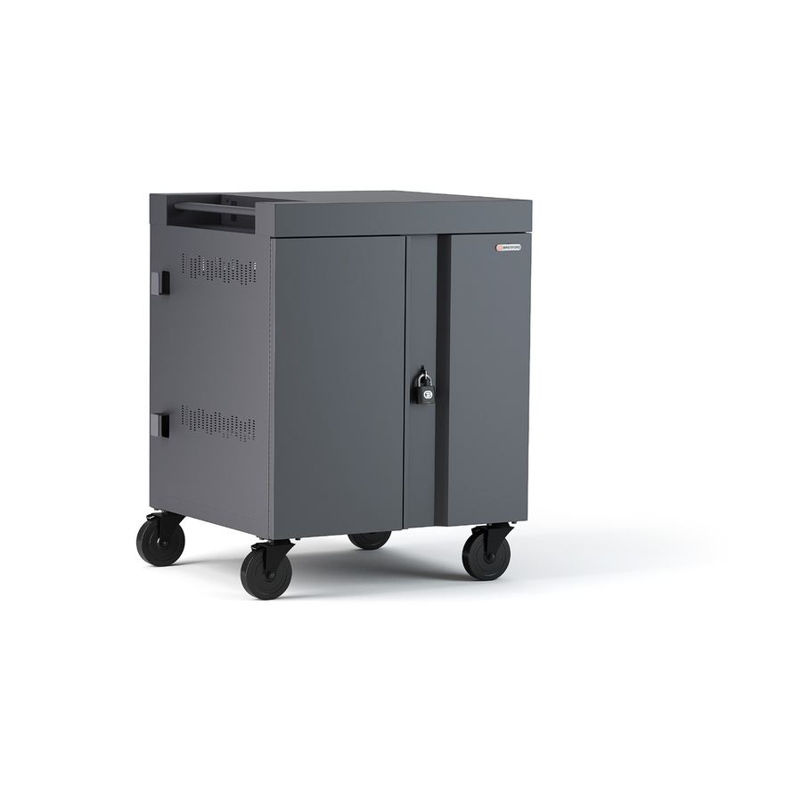Bretford CUBE Cart - 2 Shelf - Push/Pull Handle - 4 Casters - Steel - 30" Width x 26.50" Depth x 37.50" Height - Topaz - For 32 Devices