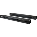 StarTech.com Vertical Cable Organizer with Finger Ducts - Vertical Cable Management Panel - Rack-Mount Cable Raceway - 40U - 6 ft. - Eliminate cable stress in your rack while making equipment easier to access, with this 6 ft. vertical cable management panel that splits into two 3 ft. sections - 40U cable management panel - Rackmount cable manager - Cable organizer - Finger ducts