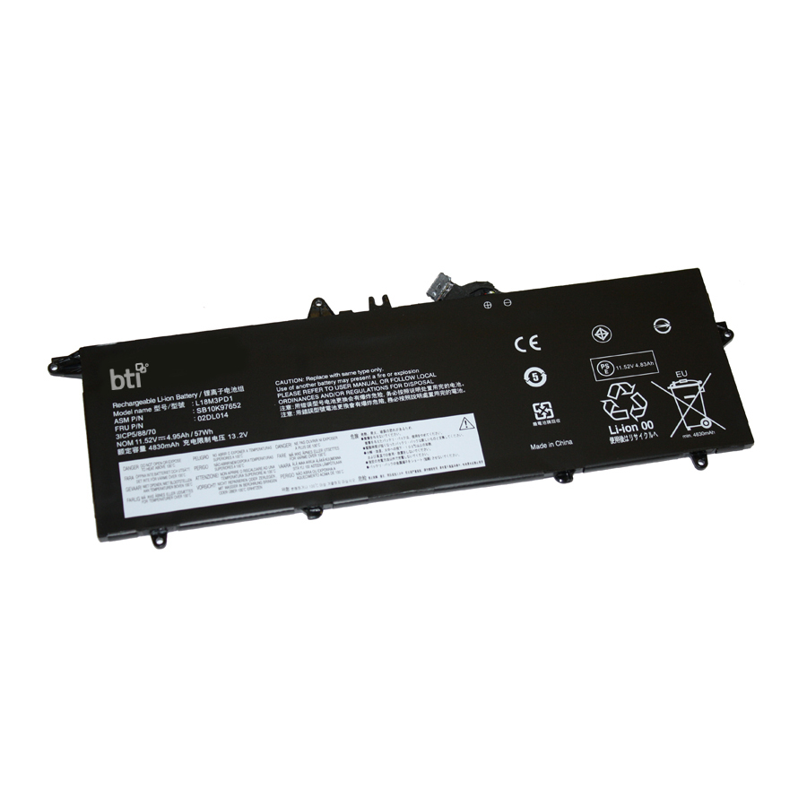 BTI L18L3PD1-BTI 11.52V 57WHR LI-ION BATTERY 02DL013, 5B10W13878, 5B10W13912, L18C3PD2, SB10K97651, SB10T83152, 02DL014, 5B10W13909, 5B10W13955, L18L3PD1, SB10K97652, SB10T83153, 02DL015, 5B10W13910, L183PD1, L18M3PD1, SB10K97653, SB10T83198, 02DL016, 5B10W13911, L18C3PD1, L18M3PD2, SB10K97654 THINKPAD T14S, THINKPAD T490S, THINKPAD T495S