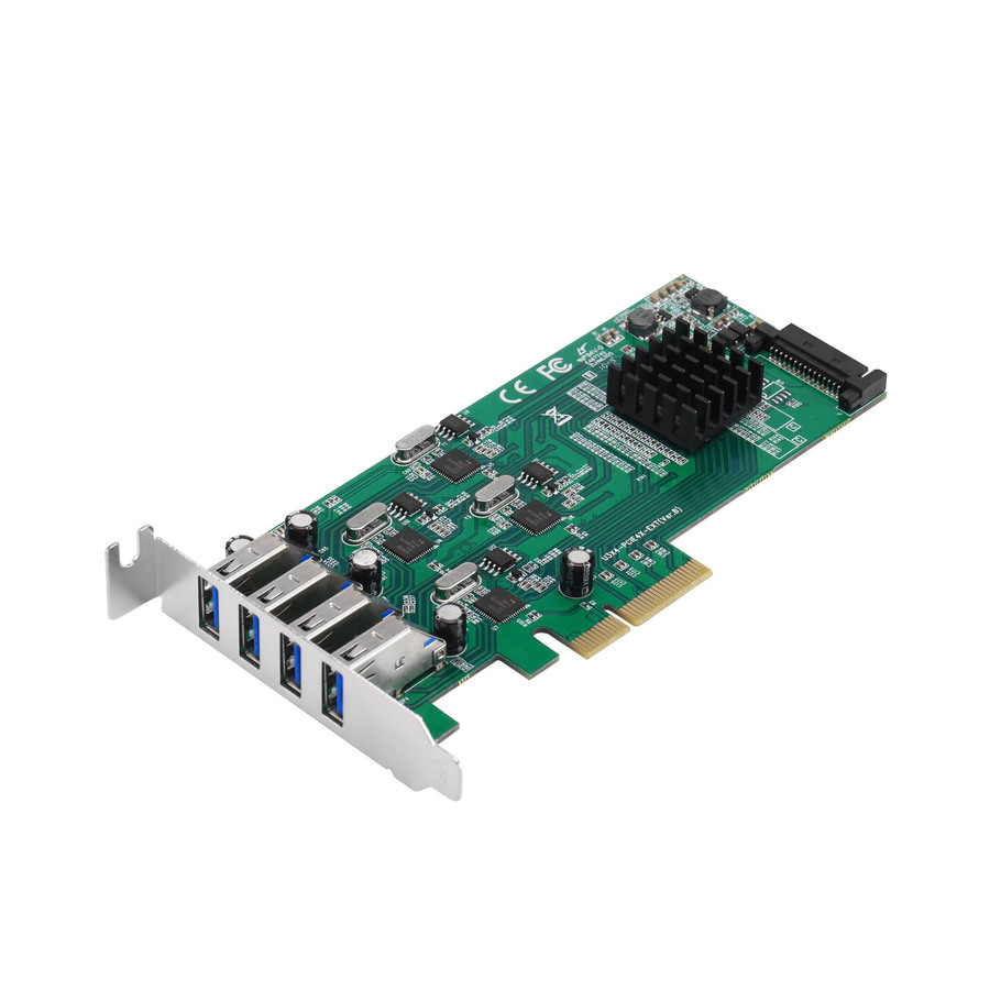SIIG 4-Port USB 3.0 PCIe Card with 4 Dedicated 5Gbps Channels (USB 3.2 Gen 1) - Quad Core 20Gbps - UASP - SATA Power - Low Profile PCIe Adapter Card