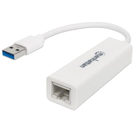 USB-A Gigabit Network Adapter, 10/100/1000 Mbps Network, USB 3.0, Ethernet, RJ45, White, Three Year Warranty, Equivalent to USB31000SW.