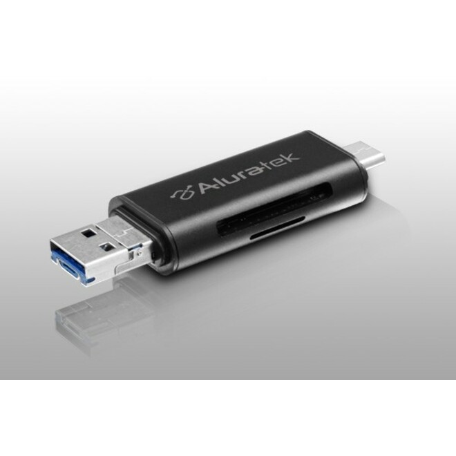 Aluratek USB 3.1 / Type-C / Micro USB OTG (On-The-Go) SD and Micro SD Card Reader