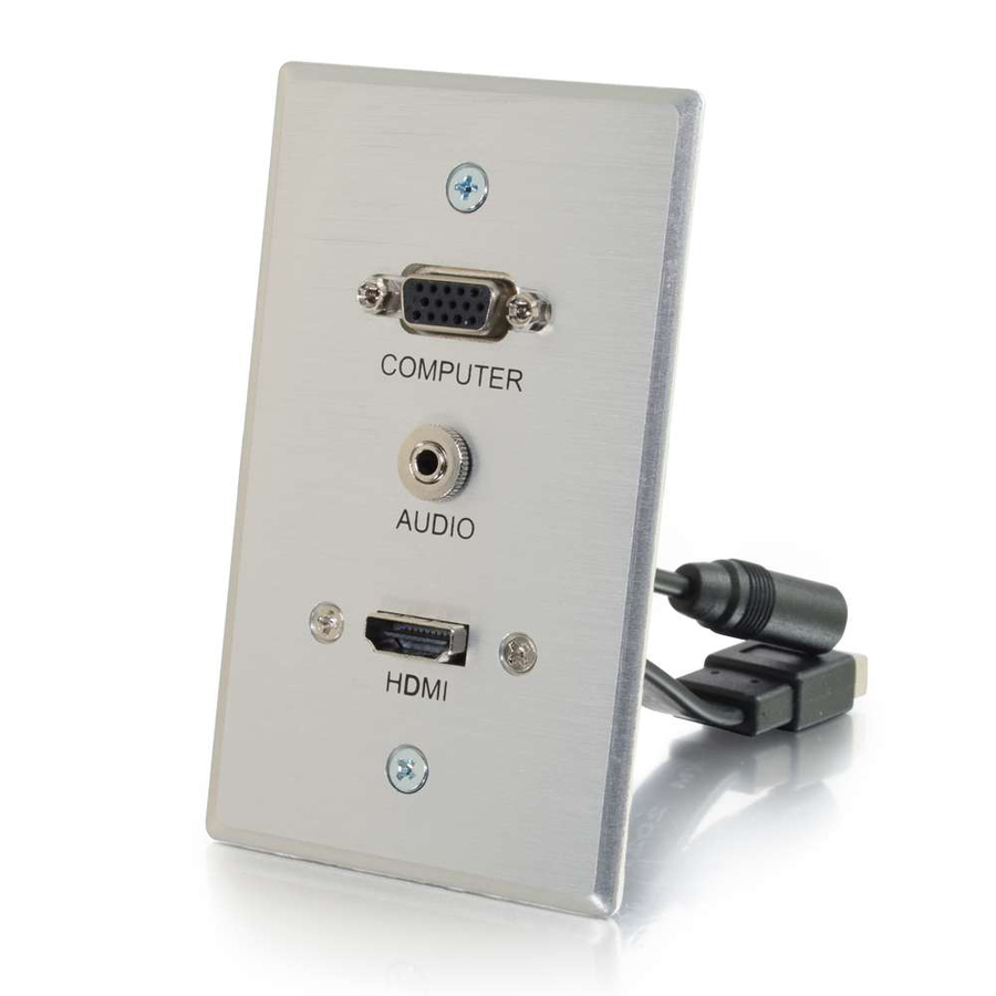 C2G HDMI & VGA 3.5mm Pass Through Wall Plate - Single Gang