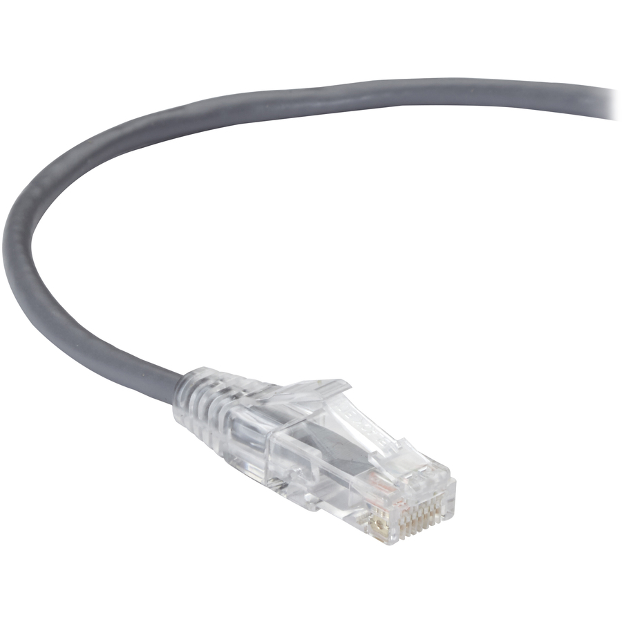 Black Box Slim-Net Cat.6a UTP Patch Network Cable - 5 ft Category 6a Network Cable for Patch Panel, Wallplate, Network Device - First End: 1 x RJ-45 Network - Male - Second End: 1 x RJ-45 Network - Male - 10 Gbit/s - Patch Cable - Gold Plated Contact - CM - 28 AWG - Gray