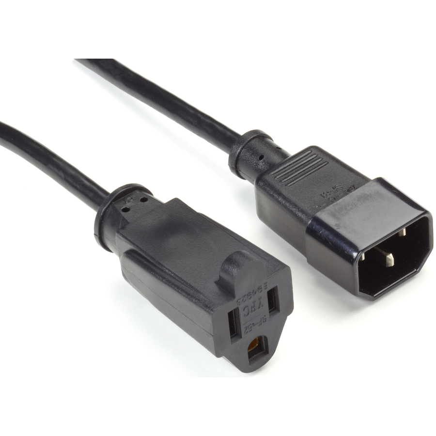 Black Box Standard Power Cord - For Computer, Monitor - 125 V AC / 10 A - Black - 1 ft Cord Length - 1