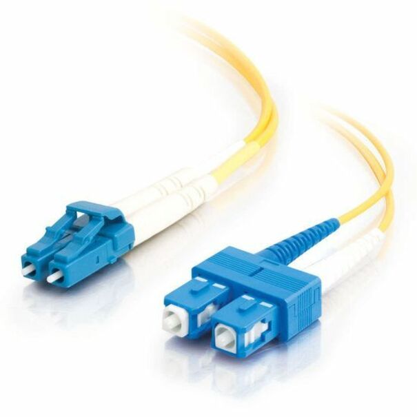 C2G Fiber Jumper - 32.81 ft Fiber Optic Network Cable for Network Device - First End: 2 x LC Network - Male - Second End: 2 x SC Network - Male - Patch Cable - Plenum - 9/125 µm - Yellow