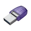 Kingston DataTraveler microDuo 3C USB Flash Drive - 256 GB - USB 3.2 (Gen 1) Type C, USB 3.2 (Gen 1) Type A - 200 MB/s Read Speed - Purple - 5 Year Warranty