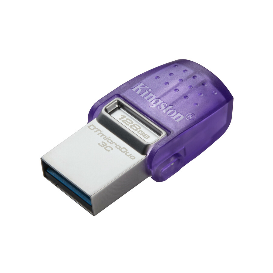 Kingston DataTraveler microDuo 3C USB Flash Drive - 128 GB - USB 3.2 (Gen 1) Type C, USB 3.2 (Gen 1) Type A - 200 MB/s Read Speed - Purple - 5 Year Warranty