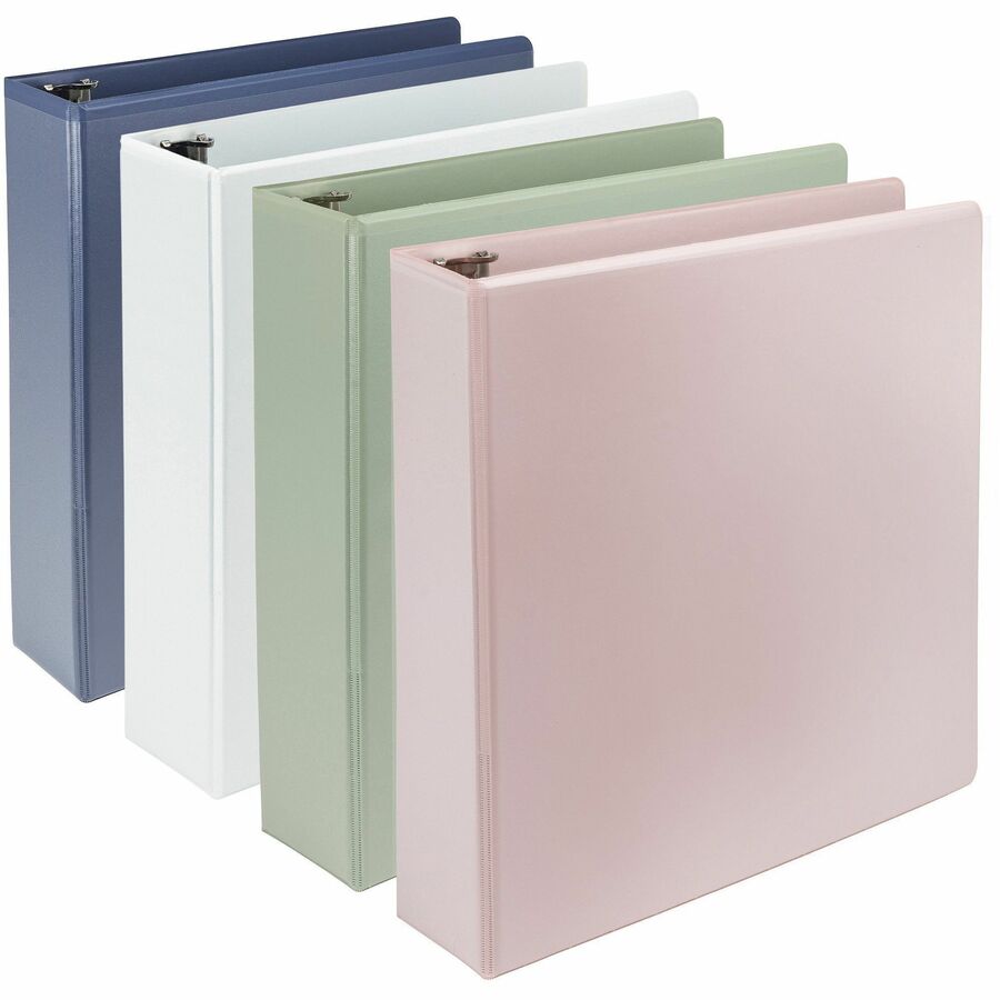 Samsill Plant-Based Durable 2 Inch 3 Ring Binders, Made in the USA, Fashion Clear View Binders, Up to 25% Plant-Based Plastic, Assorted, 4 Pack (MP46969)