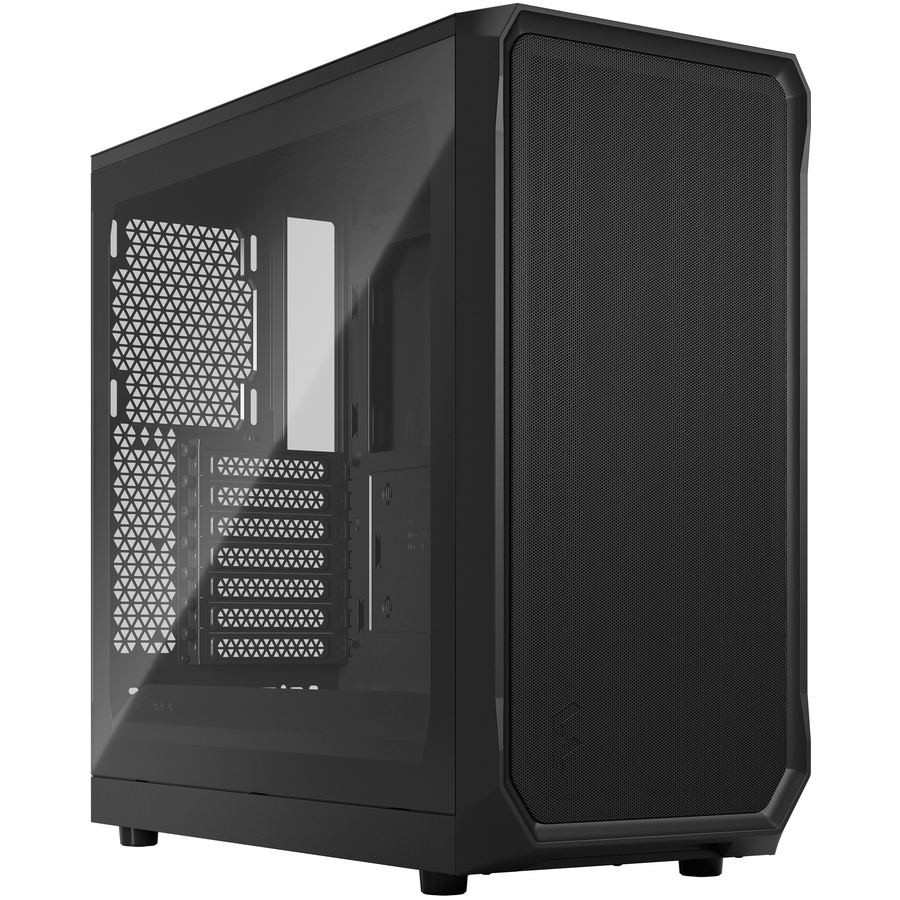 Fractal Design Focus 2 Computer Case - Tower - Black - Tempered Glass, Steel, Mesh - 4 x Bay - 0 - Mini ITX, Mini ATX, ATX Motherboard Supported - 6 x Fan(s) Supported - 0 x External 5.25" Bay - 0 x Internal 5.25" Bay - 2 x Internal 3.5" Bay - 2 x Internal 2.5" Bay - 7x Slot(s) - 2 x USB(s) - 1 x Audio In - 1 x Audio Out - Fan Cooler