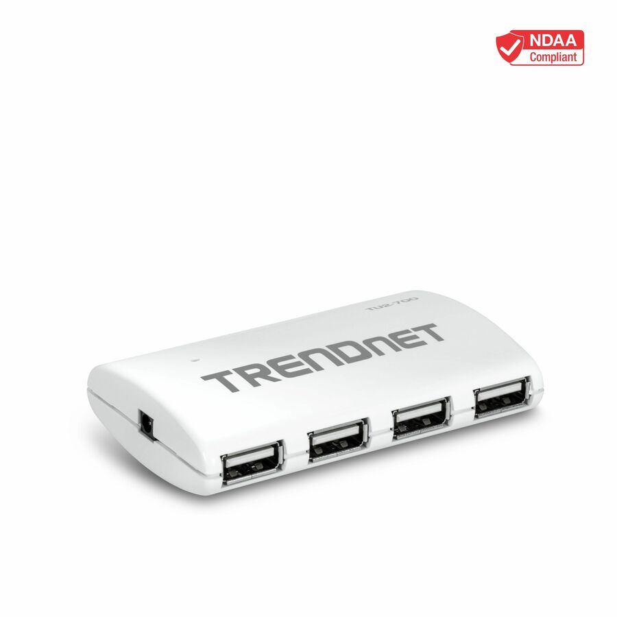 TRENDnet 7-Port USB 2.0 Hub, TU2-700, 7 x USB 2.0 Ports, Backwards Compatible with USB 1.1, Compatible with Windows and macOS, NDAA Compliant