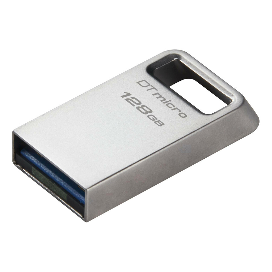 Kingston DataTraveler Micro USB Flash Drive - 128 GB - USB 3.2 (Gen 1) Type A - 200 MB/s Read Speed - Silver - 5 Year Warranty