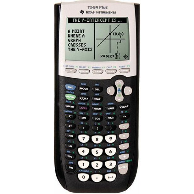 Texas Instruments TI-84 Plus Graphing Calculator - Impact Resistant Cover, Slide-on Hard Case, Battery Backup, Battery Powered - 480 KB, 24 KB - ROM, RAM - 8 Line(s) - Battery Powered - Battery Included - 4 x AAA