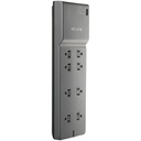 Belkin 8-Outlet Surge Protector - 8ft Cord - Right Angle Plug - 2500J - Grey
