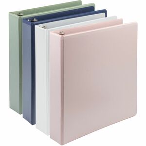 Samsill Plant-Based Durable 1.5 Inch 3 Ring Binders, Made in the USA, Fashion Clear View Binders, Up to 25% Plant-Based Plastic, Assorted, 4 Pack (MP46959)