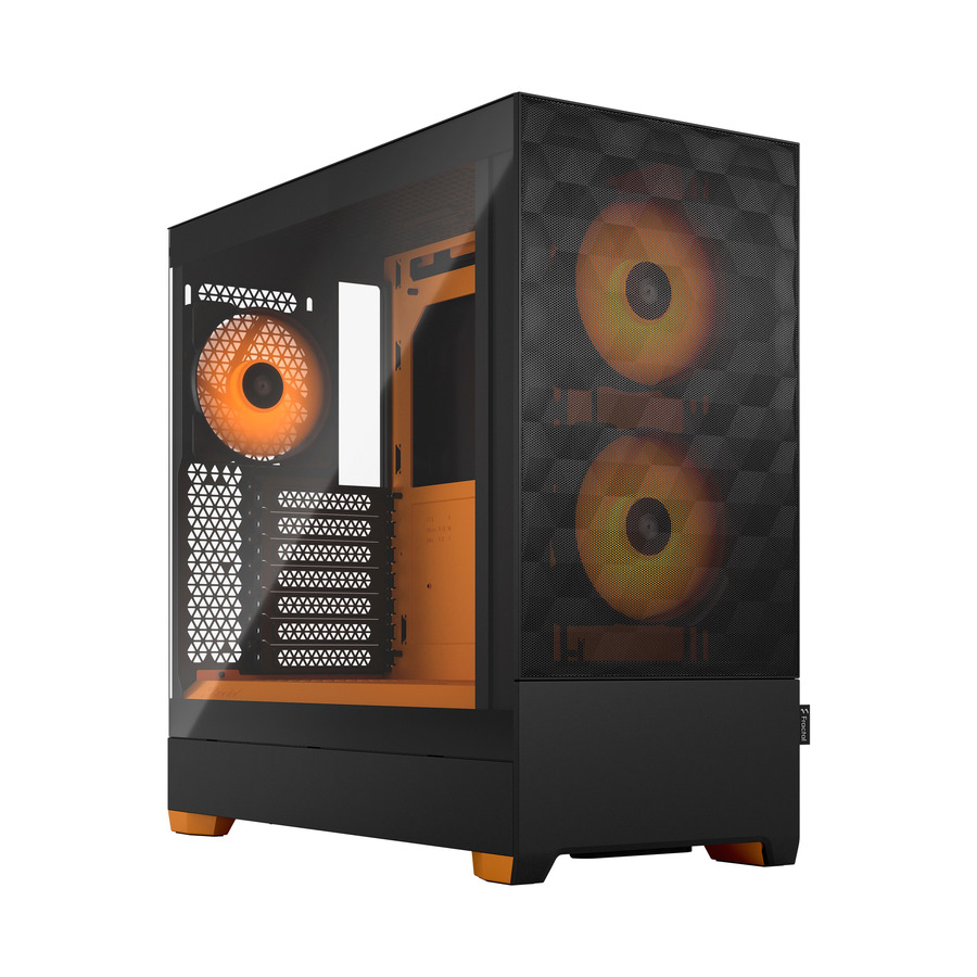 Fractal Design Pop Air RGB Computer Case - Tower - Orange, Black - Steel, Tempered Glass - 9 x Bay - 0 - Mini ITX, Mini ATX, ATX Motherboard Supported - 5 x Fan(s) Supported - 2 x External 5.25" Bay - 0 x Internal 3.5" Bay - 4 x Internal 2.5" Bay - 3 x Internal 2.5"/3.5" Bay(s) - 7x Slot(s) - 2 x USB(s) - 1 x Audio In - 1 x Audio Out - Fan Cooler