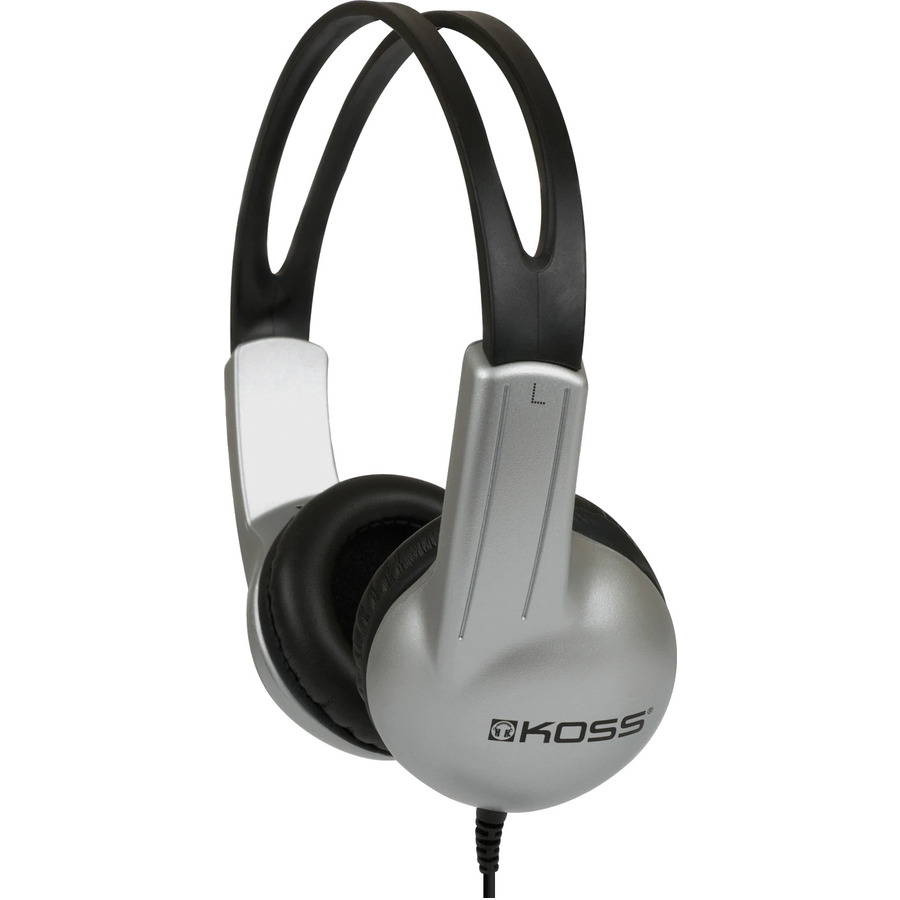 Koss UR10 On Ear Headphones - Stereo - Mini-phone (3.5mm) - Wired - 32 Ohm - 60 Hz to 20 kHz - On-ear - Binaural - Circumaural - 4 ft Cable - Silver, Black