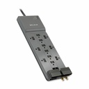Belkin 12-Outlet Surge Protector - 10ft Cord - Right Angle Plug - 4120J - Telephone, Coaxial Protection - Grey