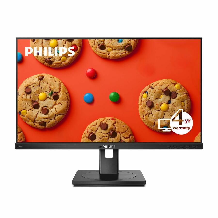 PHILIPS 242B1G - 24 inch Monitor, LED, FHD, VGA, DVI, HDMI, DP, USB-Hub, EPEAT, 4 Year Manufacturer Warranty - 24"